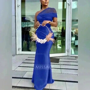 MISSACC rumpet/Mermaid One-Shoulder Sleeveless Satin/Tulle Bridesmaid Dresses